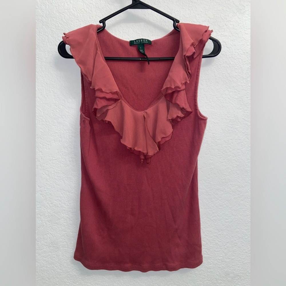DIVORCE CLEARANCE-TAKING OFFERS BarbieCore Ralph Lauren Ruffled Tank